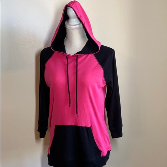 Jones New York Sport Pink & Black Hooded Sweatshirt Medium - Picture 1 of 6